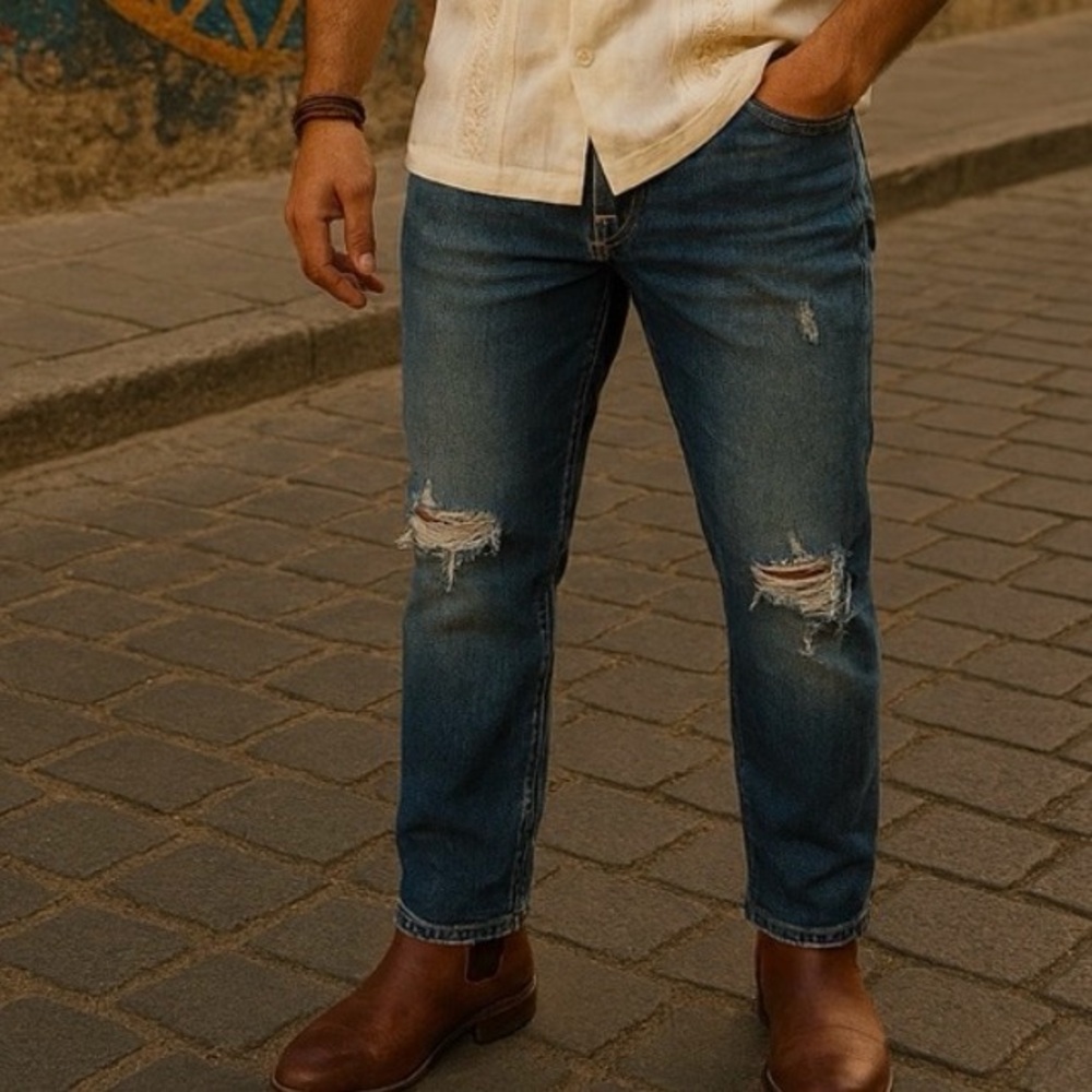 Wrangler Premium Quality Lightweight Denim Ripped Frayed Distressed Blue Jeans
